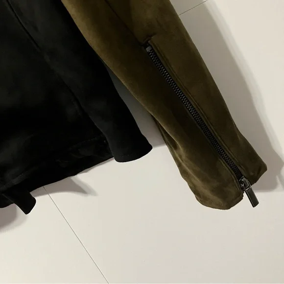 Kut from the Kloth Black and Brown Zip Polyester Suede Woman’s M Stylish Jacket - Picture 8 of 12